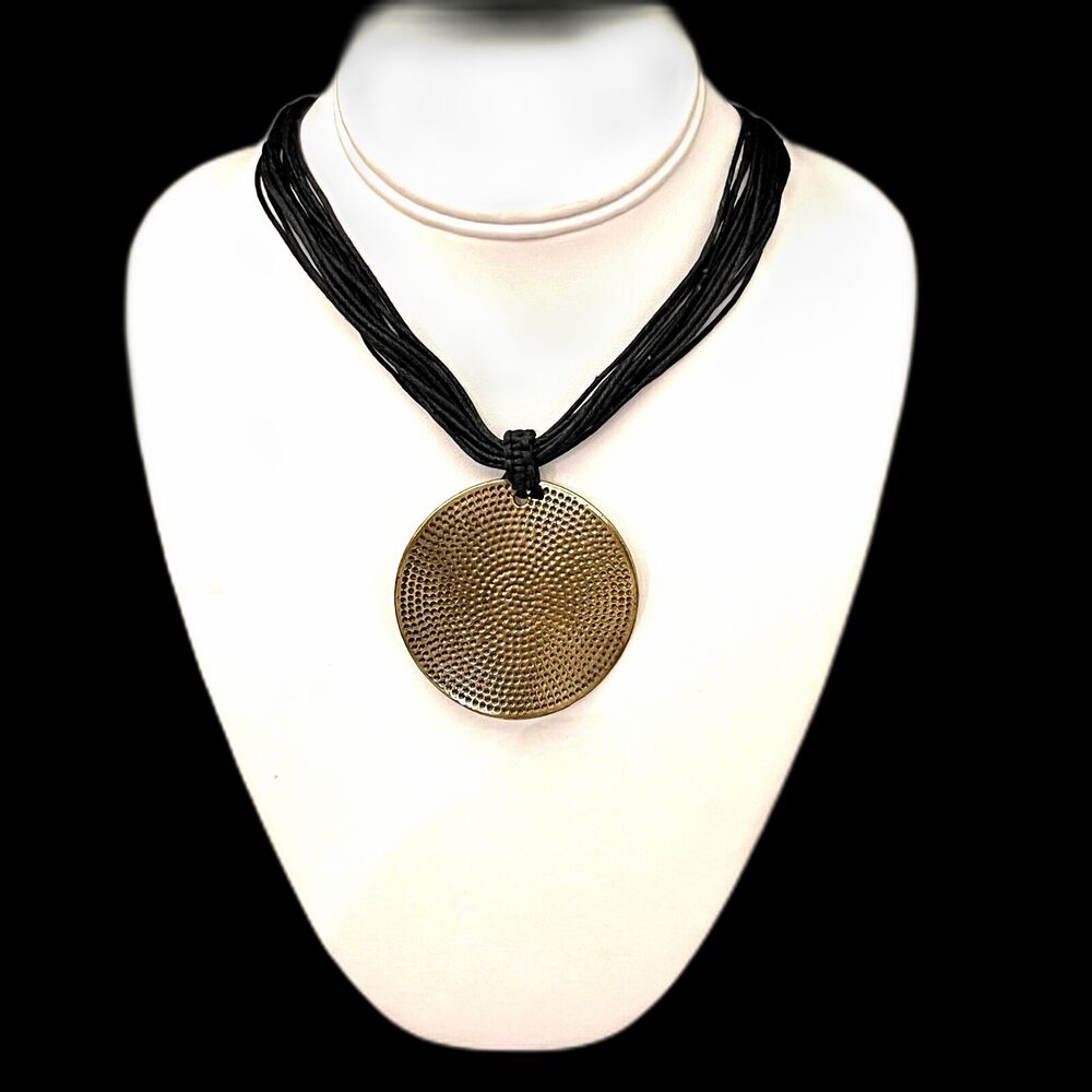 New Antique Brass Tone Pendent Necklace Boho Statement - 13K